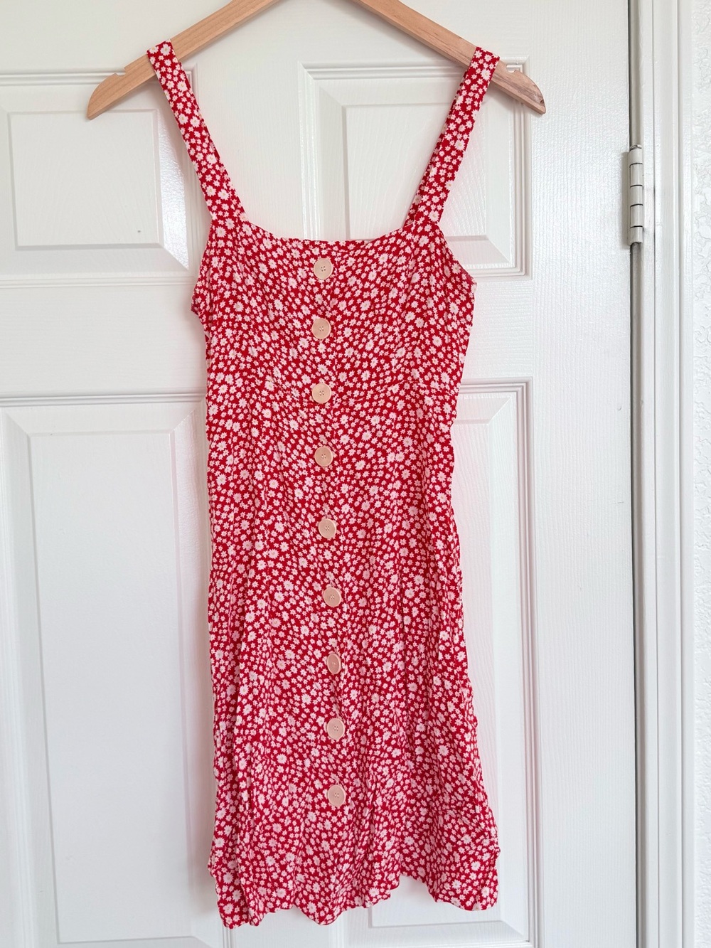 Sezane Red and White Floral Mini Dress